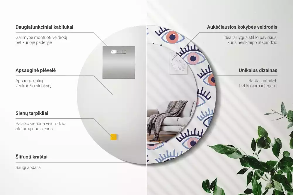 Lustro ścienne dekoracyjne w kształcie oka