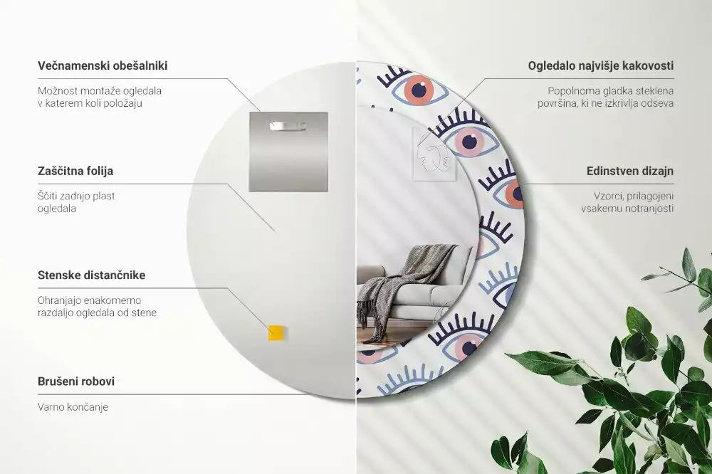 Lustro ścienne dekoracyjne w kształcie oka