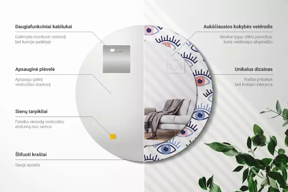 Lustro ścienne dekoracyjne w kształcie oka