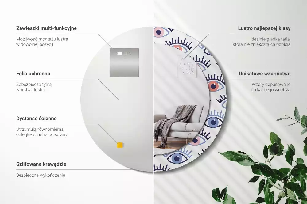 Lustro ścienne dekoracyjne w kształcie oka