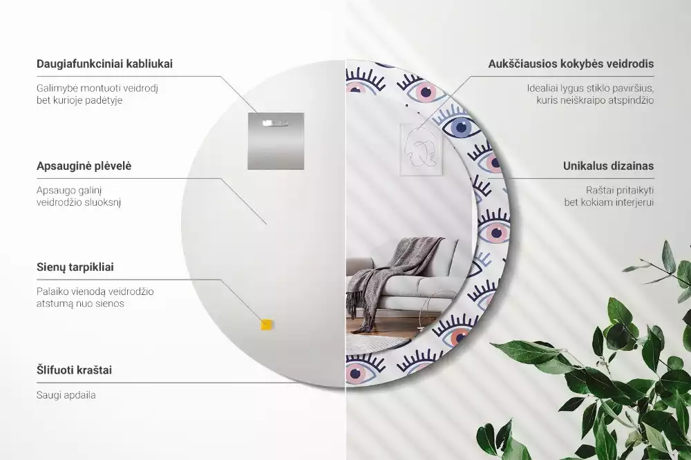 Lustro ścienne dekoracyjne w kształcie oka