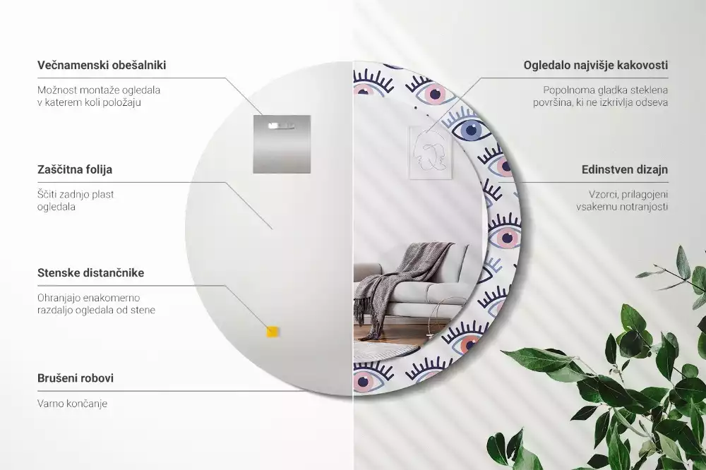 Lustro ścienne dekoracyjne w kształcie oka