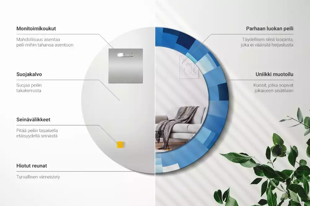 Lustro ścienne dekoracyjne z niebieskim abstrakcyjnym wzorem