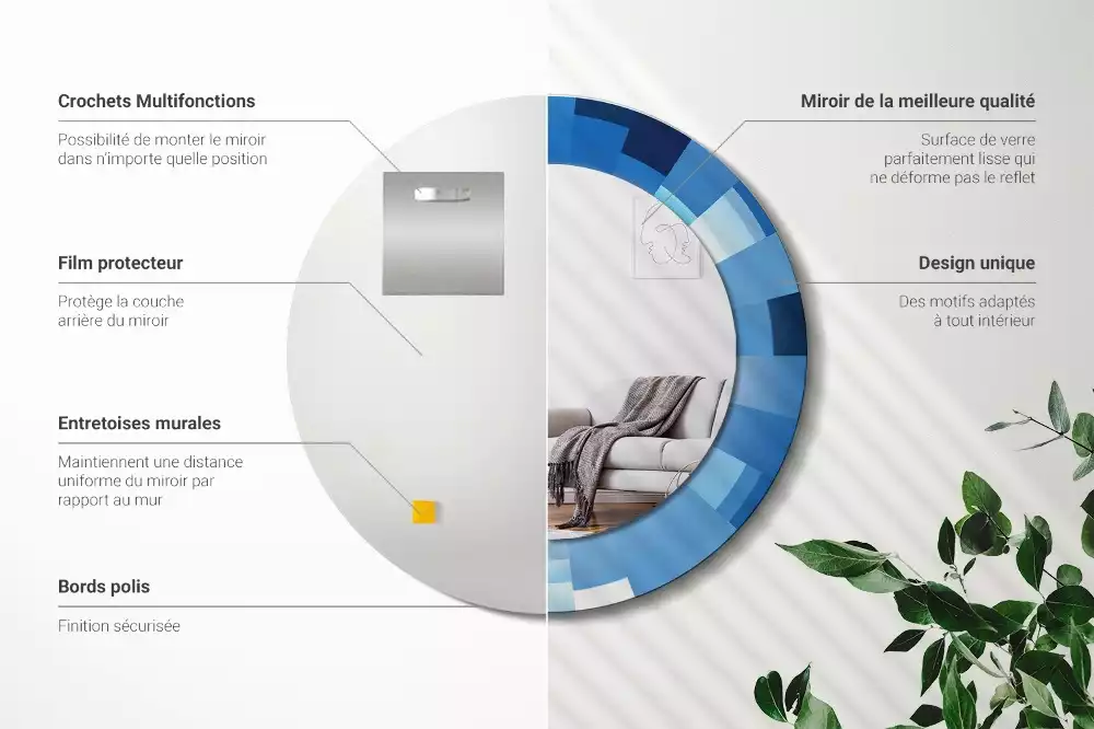 Lustro ścienne dekoracyjne z niebieskim abstrakcyjnym wzorem