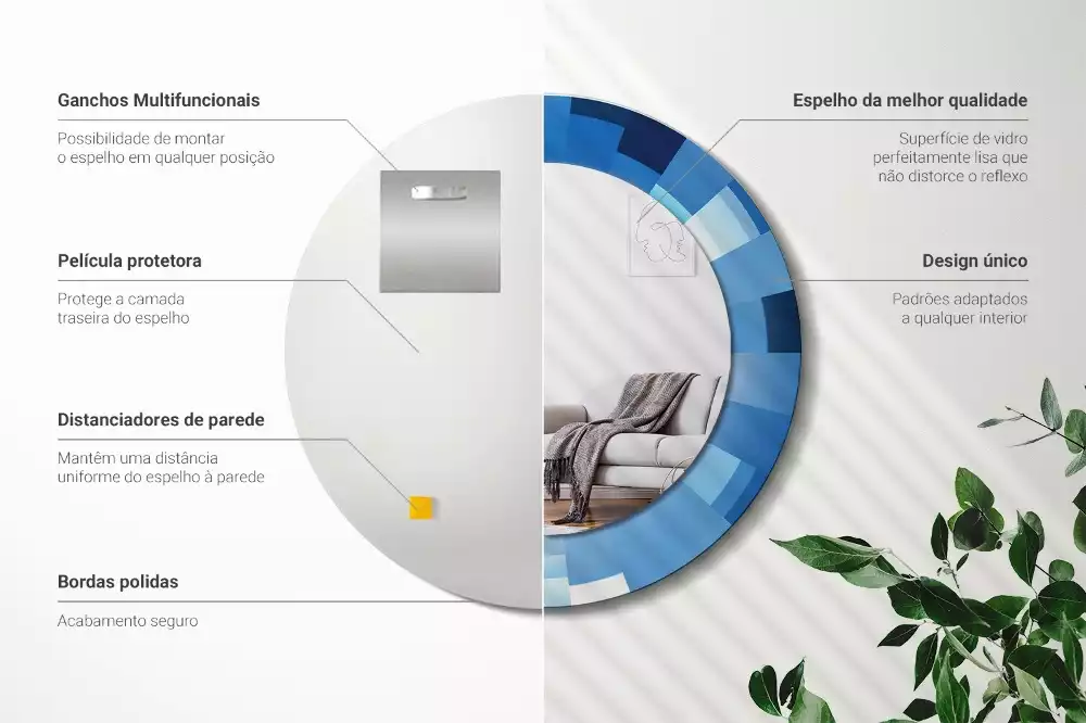 Lustro ścienne dekoracyjne z niebieskim abstrakcyjnym wzorem