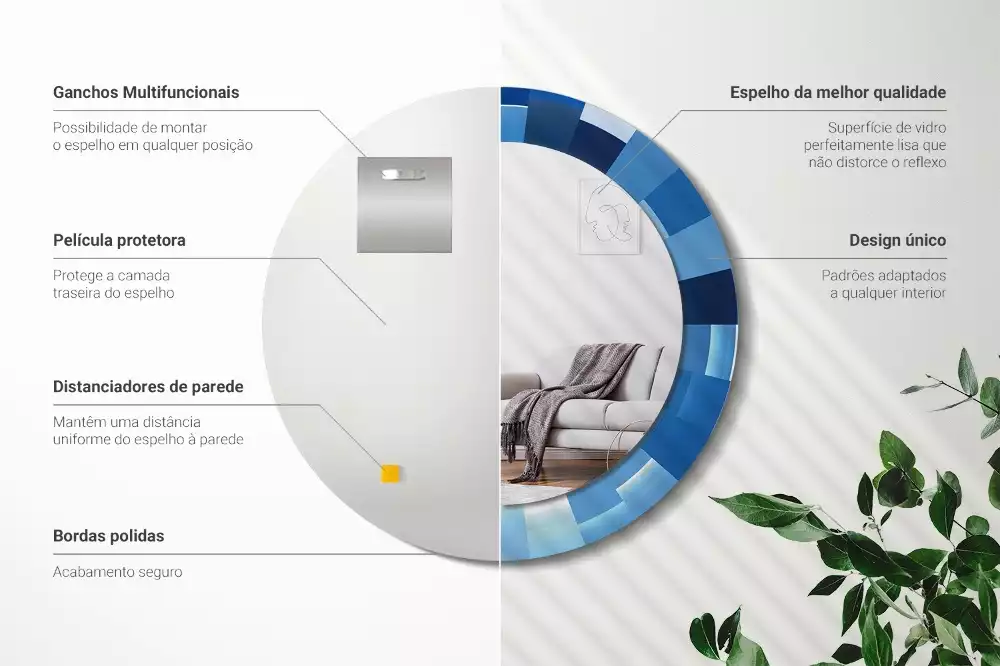 Lustro ścienne dekoracyjne z niebieskim abstrakcyjnym wzorem