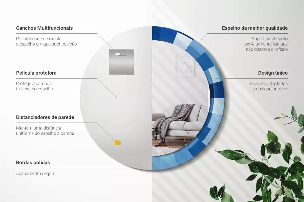 Lustro ścienne dekoracyjne z niebieskim abstrakcyjnym wzorem