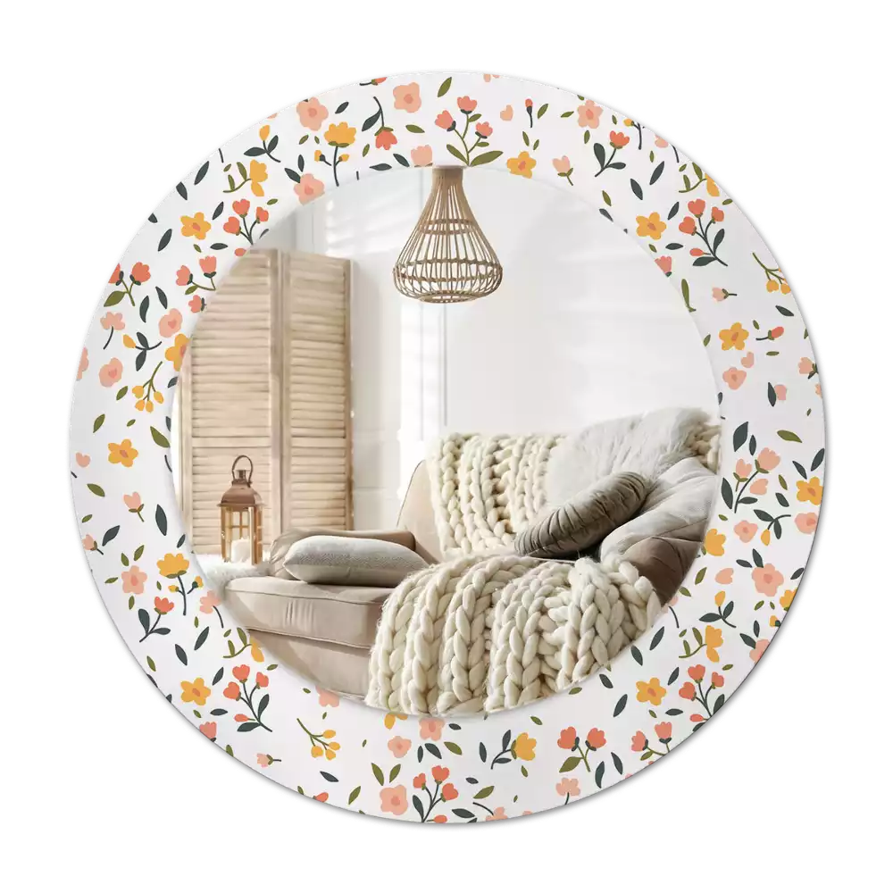 Lustro z drukowaną ramką w motywem małych kwiatków