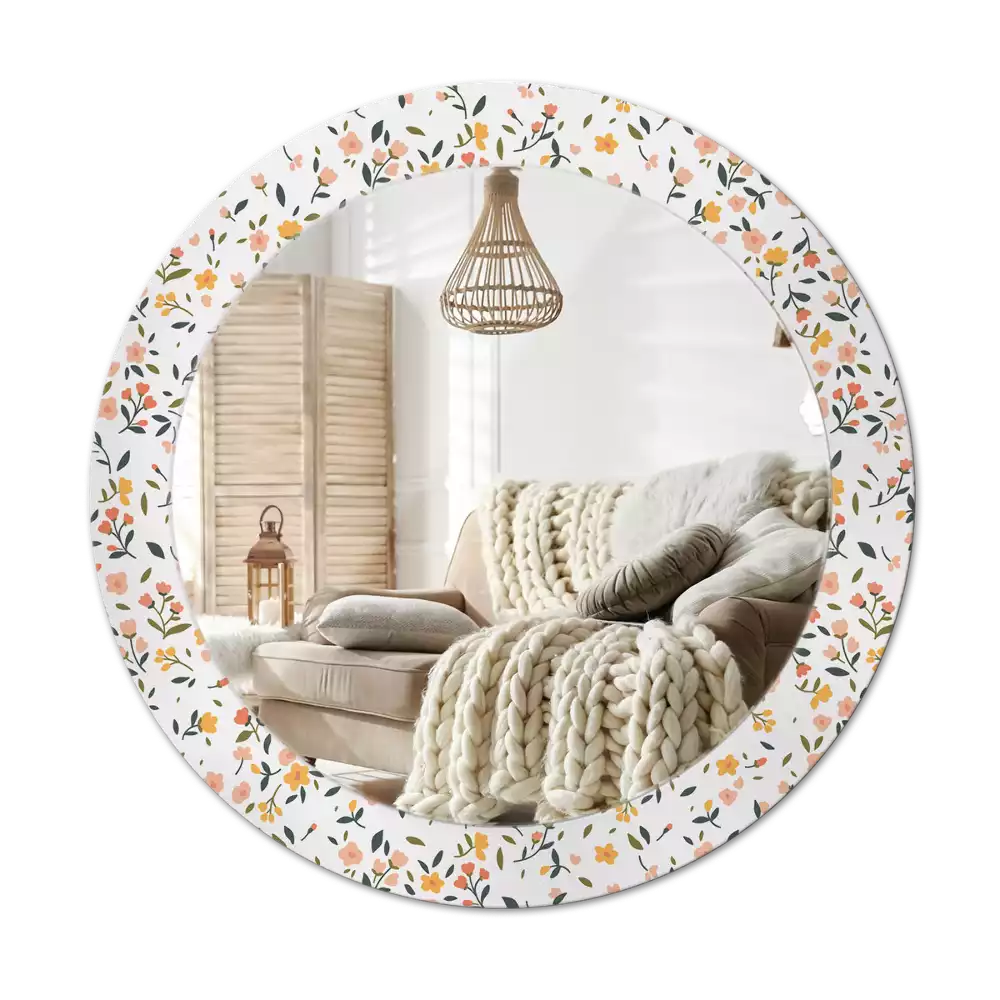 Lustro z drukowaną ramką w motywem małych kwiatków