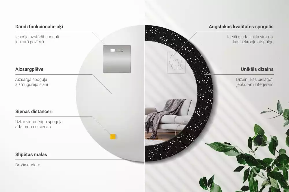 Lustro ścienne dekoracyjne w stylu z motywem chaotycznych kropek