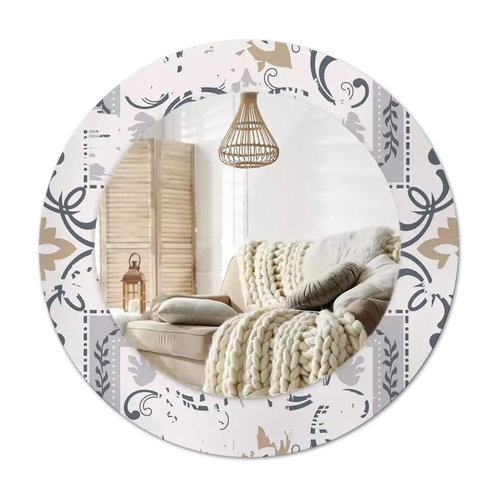 Lustro z drukowaną ramką z motywem płytek retro