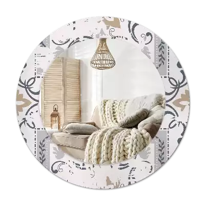 Lustro z drukowaną ramką z motywem płytek retro