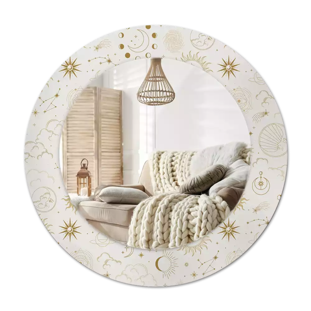 Lustro ścienne dekoracyjne o okrągłym kształcie z motywem mistycznego wzoru