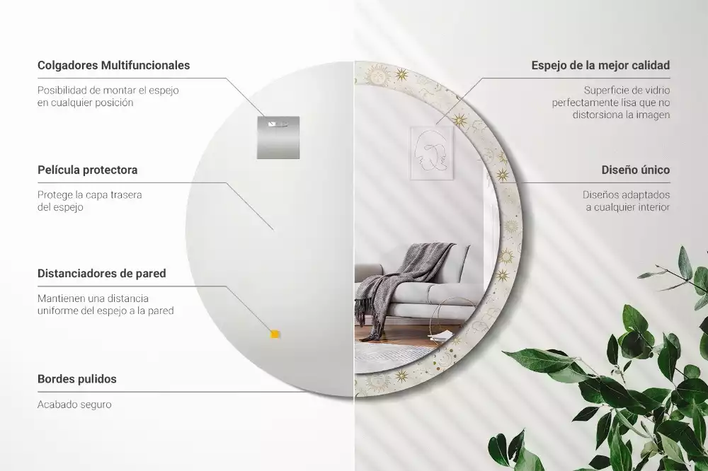 Lustro ścienne dekoracyjne o okrągłym kształcie z motywem mistycznego wzoru