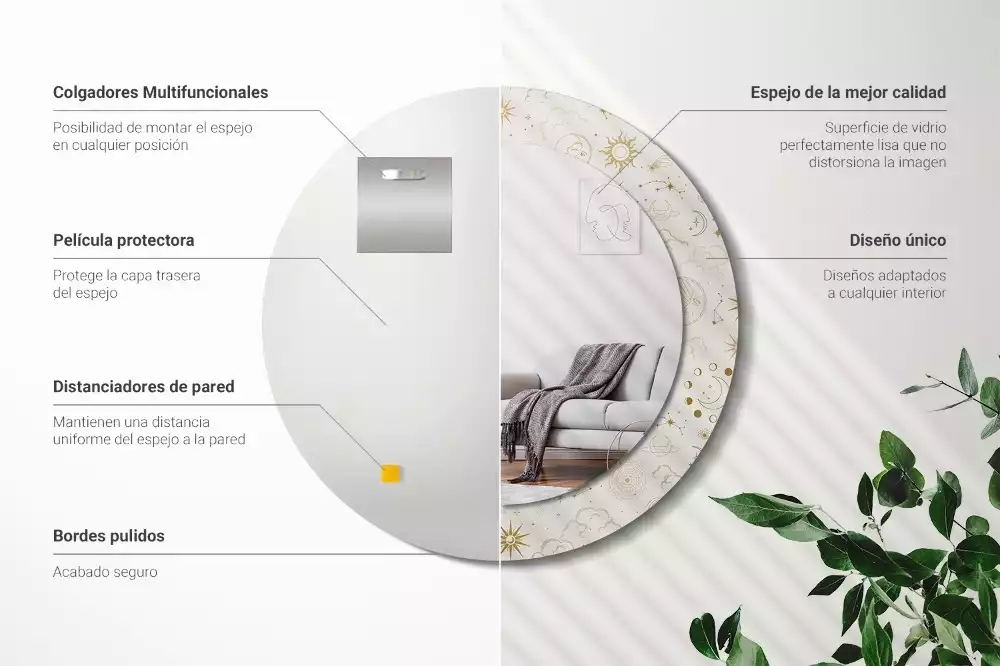 Lustro ścienne dekoracyjne o okrągłym kształcie z motywem mistycznego wzoru