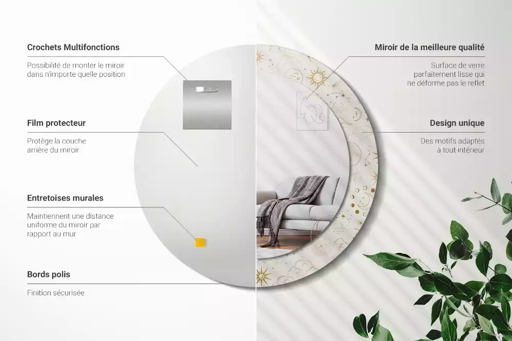 Lustro ścienne dekoracyjne o okrągłym kształcie z motywem mistycznego wzoru