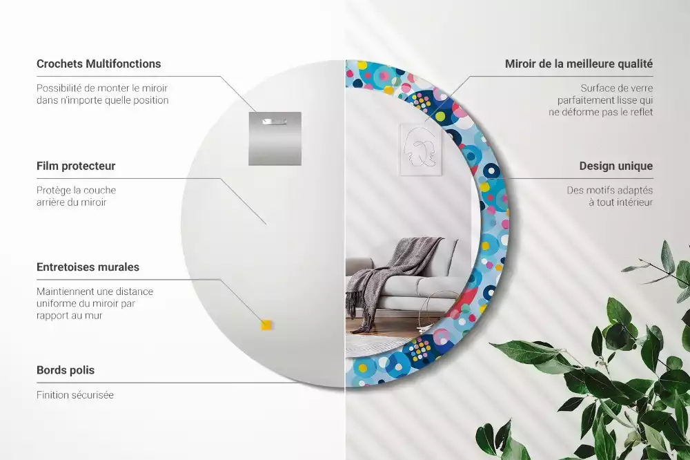 Lustro ścienne dekoracyjne okrągłe Kolorowe koła