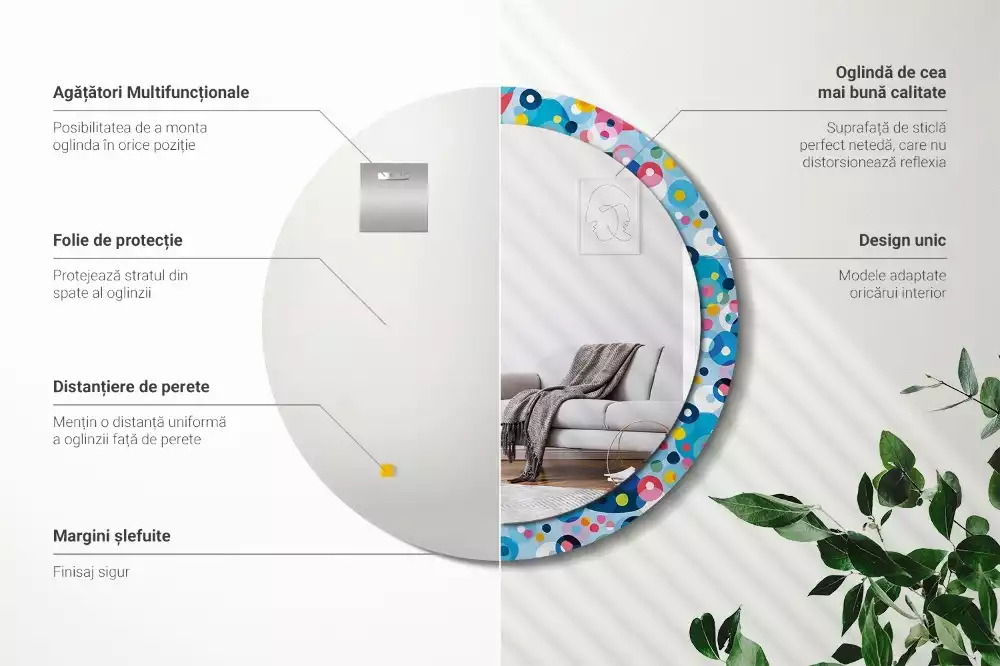 Lustro ścienne dekoracyjne okrągłe Kolorowe koła