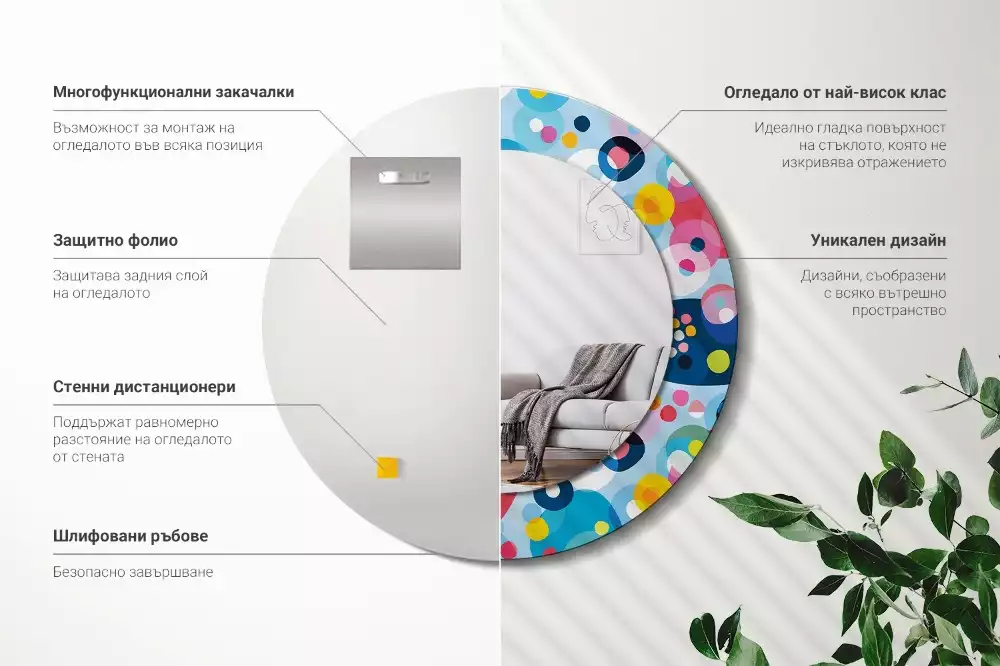 Lustro ścienne dekoracyjne okrągłe Kolorowe koła