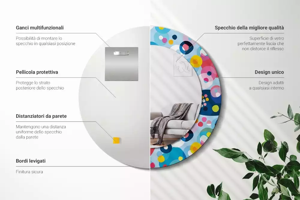 Lustro ścienne dekoracyjne okrągłe Kolorowe koła