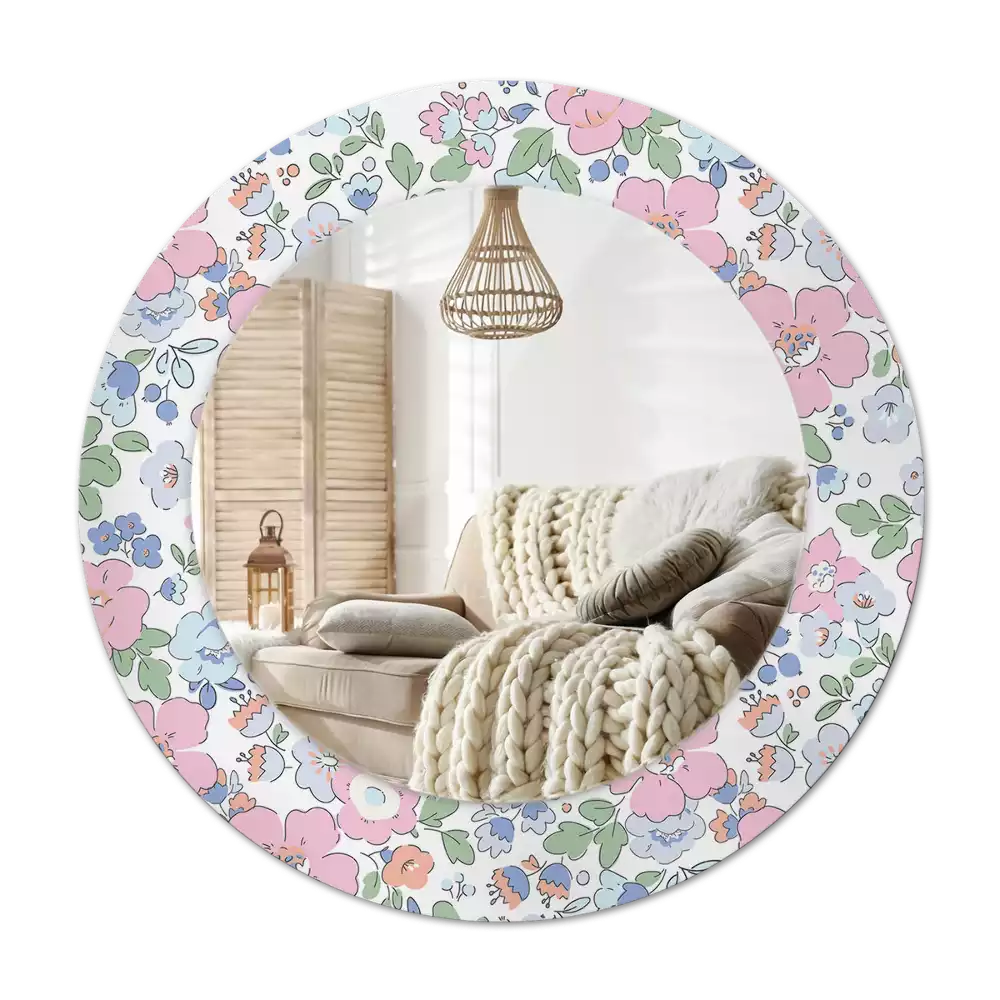 Lustro ścienne dekoracyjne w kolorze z wzorem kwiatuszków