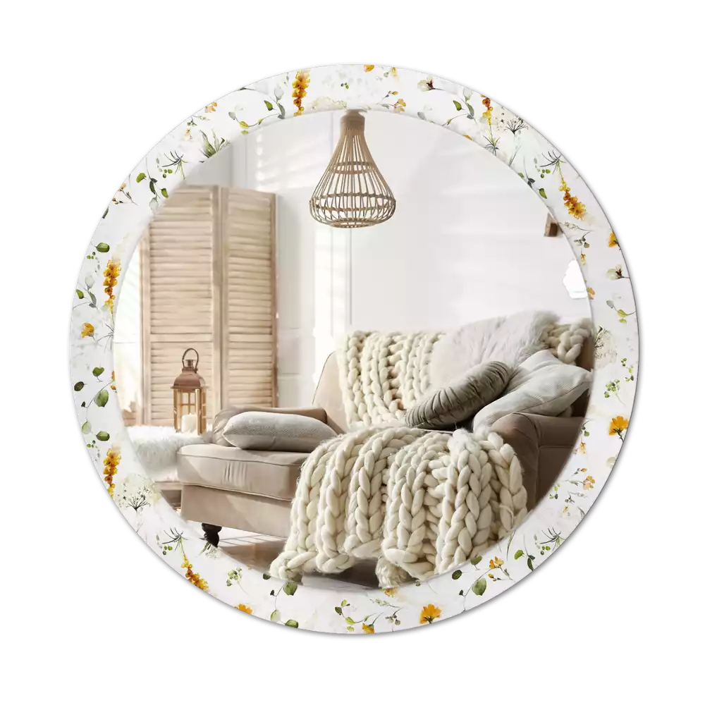 Lustro ramka z nadrukiem okrągłe Polne kwiaty