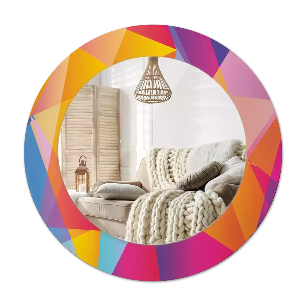 Lustro z drukowaną ramką o motywie kompozycji geometrycznej