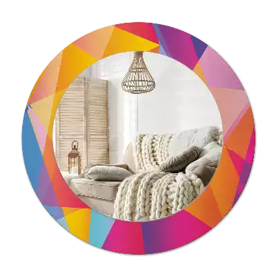 Lustro z drukowaną ramką o motywie kompozycji geometrycznej