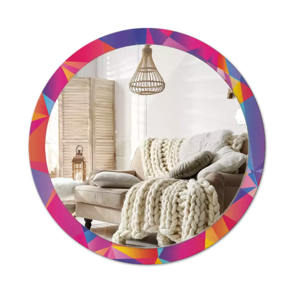 Lustro z drukowaną ramką o motywie kompozycji geometrycznej