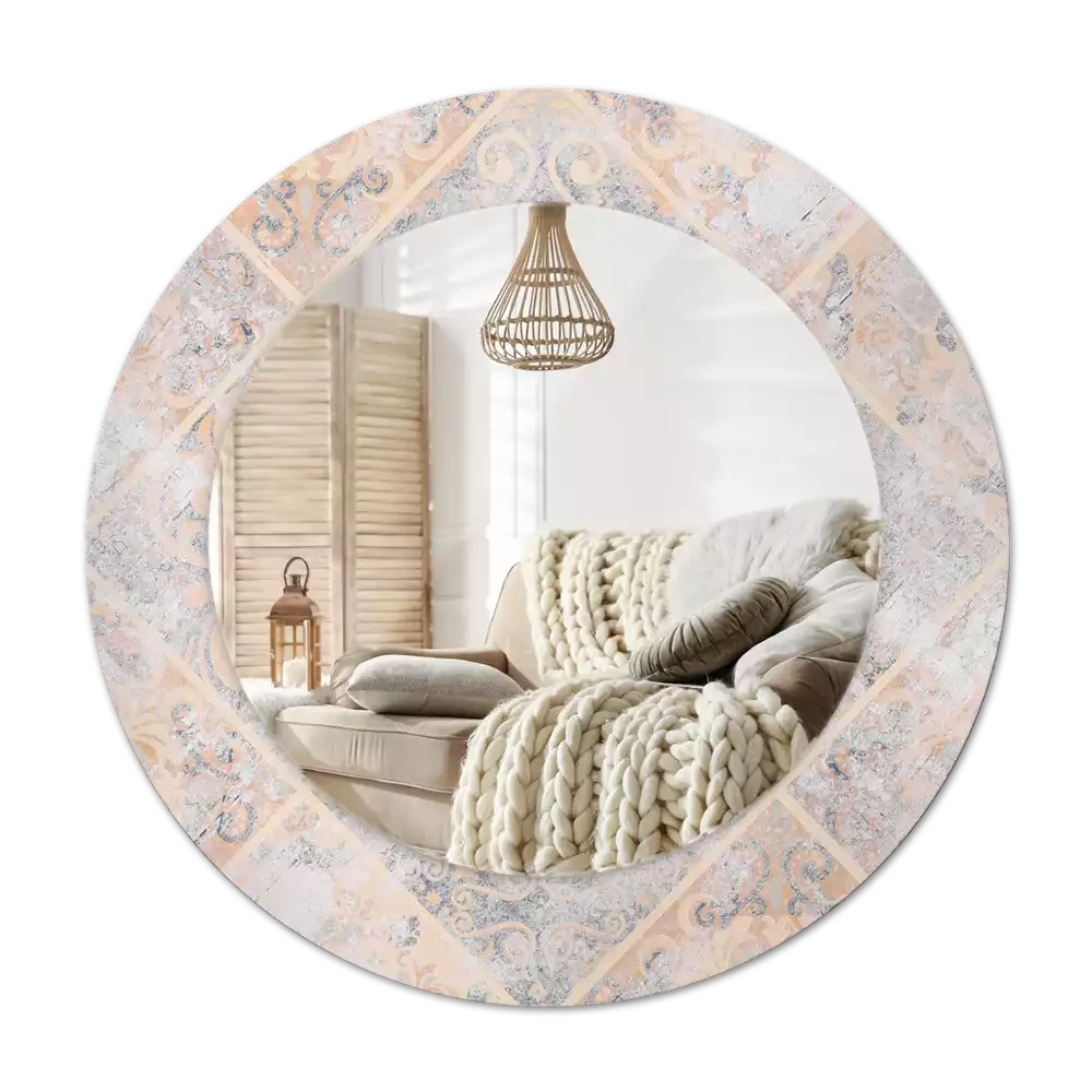 Lustro z drukowaną ramką o motywie startych kafelków