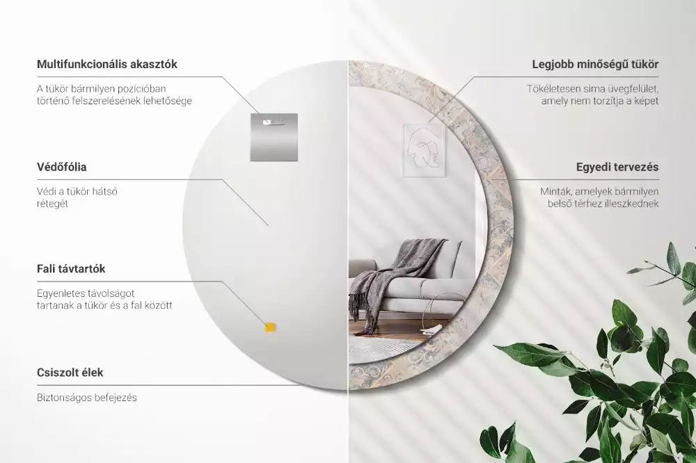 Lustro z drukowaną ramką o motywie startych kafelków