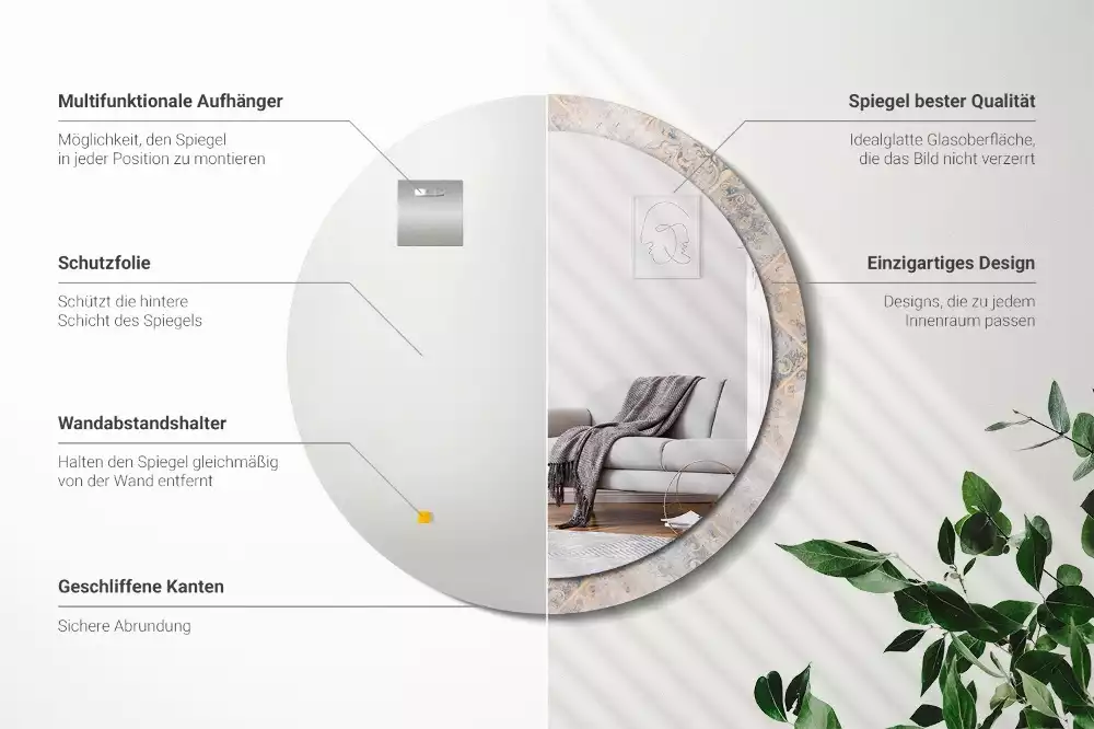 Lustro z drukowaną ramką o motywie startych kafelków