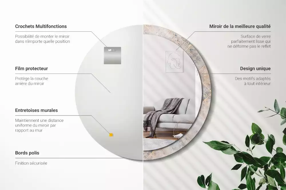 Lustro z drukowaną ramką o motywie startych kafelków