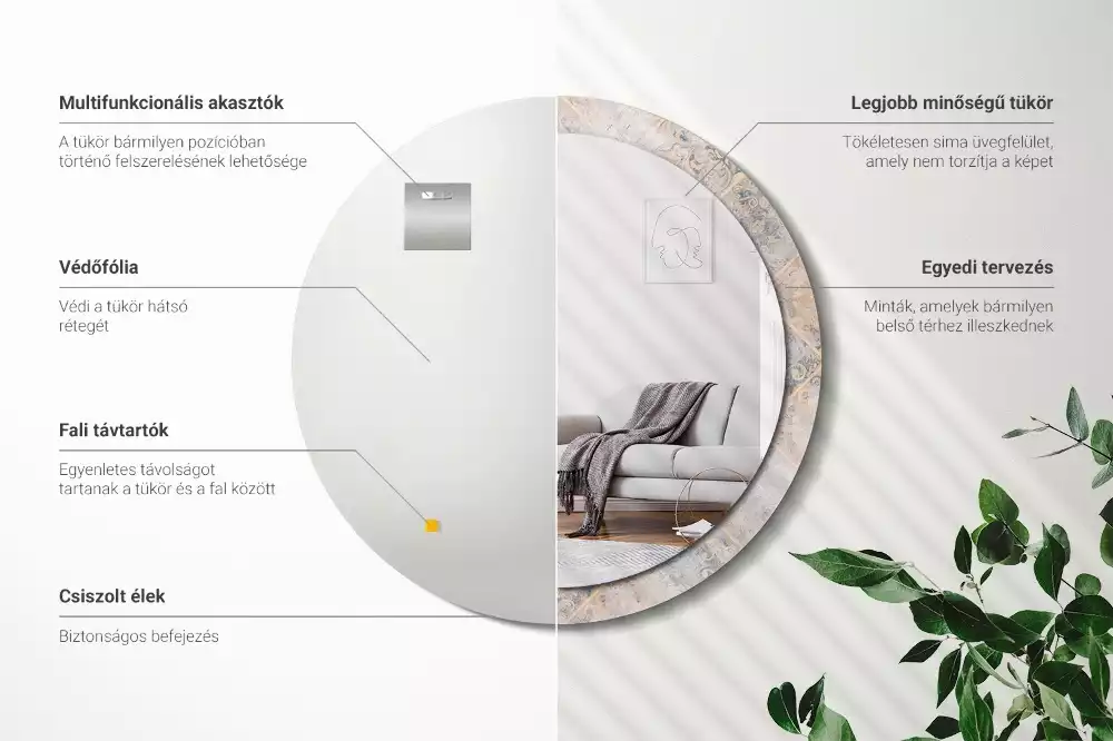 Lustro z drukowaną ramką o motywie startych kafelków