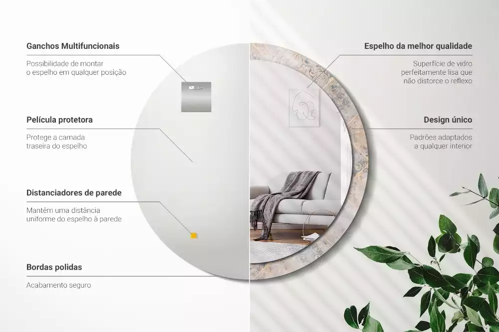 Lustro z drukowaną ramką o motywie startych kafelków