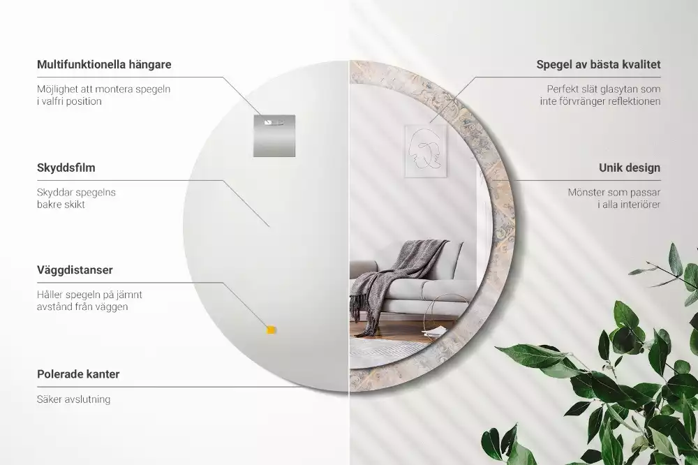 Lustro z drukowaną ramką o motywie startych kafelków