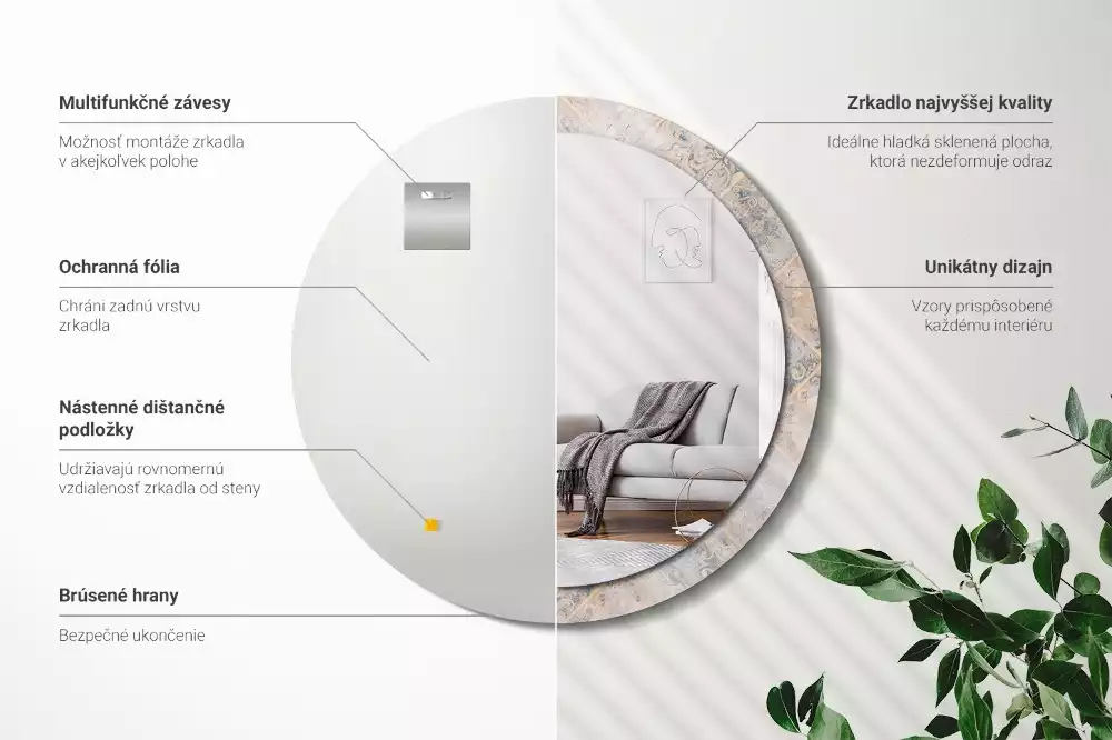 Lustro z drukowaną ramką o motywie startych kafelków