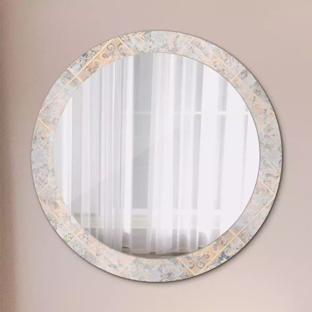 Lustro z drukowaną ramką o motywie startych kafelków