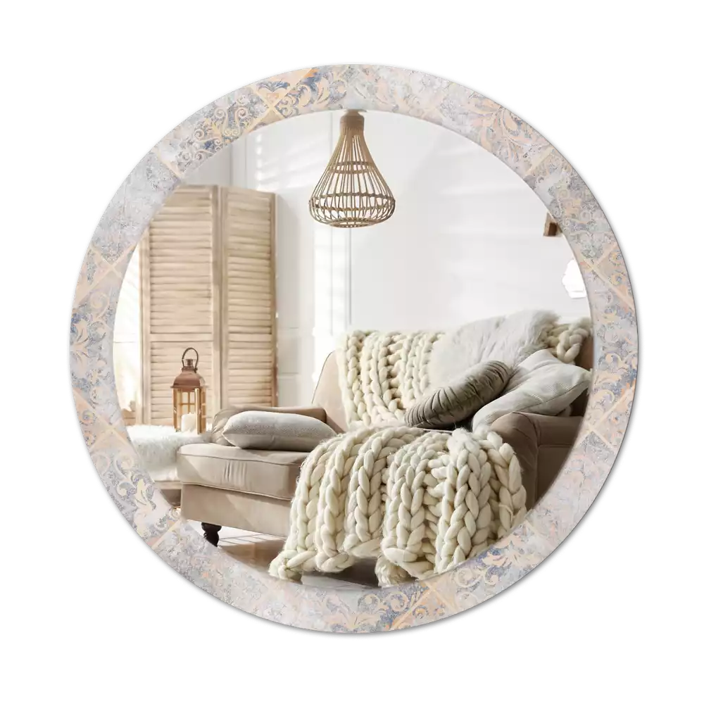 Lustro z drukowaną ramką o motywie startych kafelków