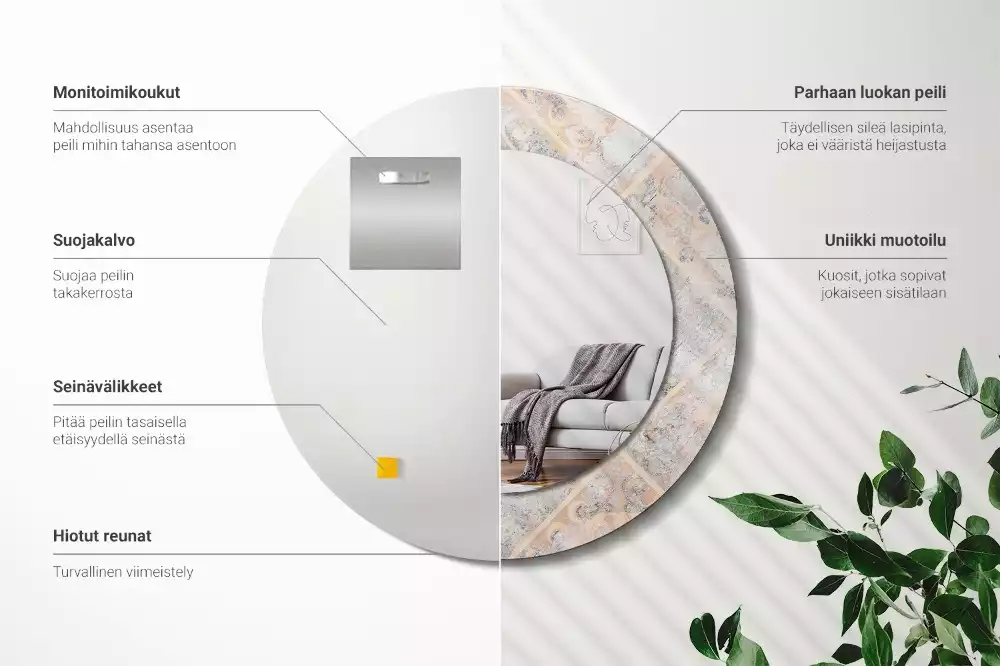 Lustro z drukowaną ramką o motywie startych kafelków