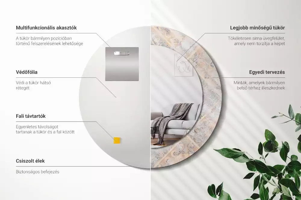 Lustro z drukowaną ramką o motywie startych kafelków