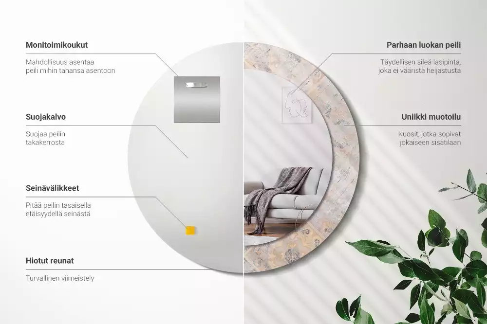 Lustro z drukowaną ramką o motywie startych kafelków