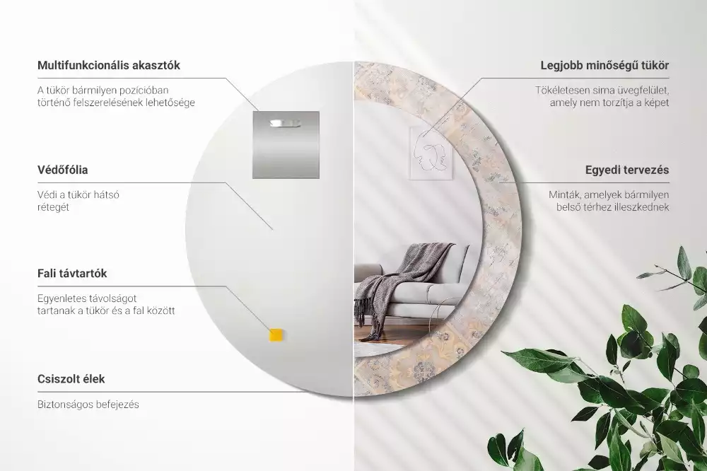 Lustro z drukowaną ramką o motywie startych kafelków