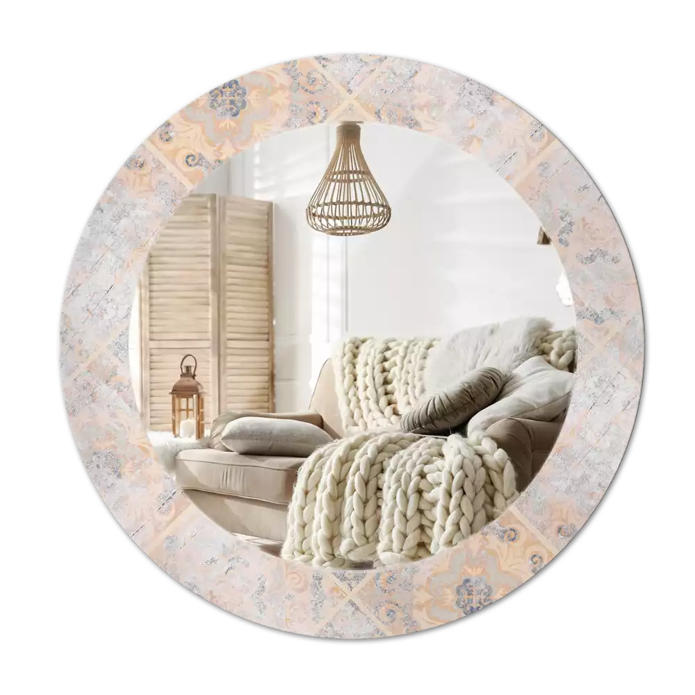 Lustro z drukowaną ramką o motywie startych kafelków