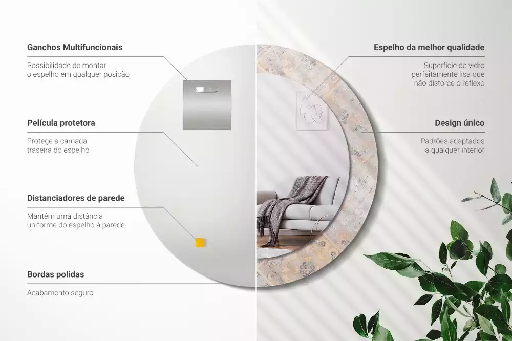 Lustro z drukowaną ramką o motywie startych kafelków