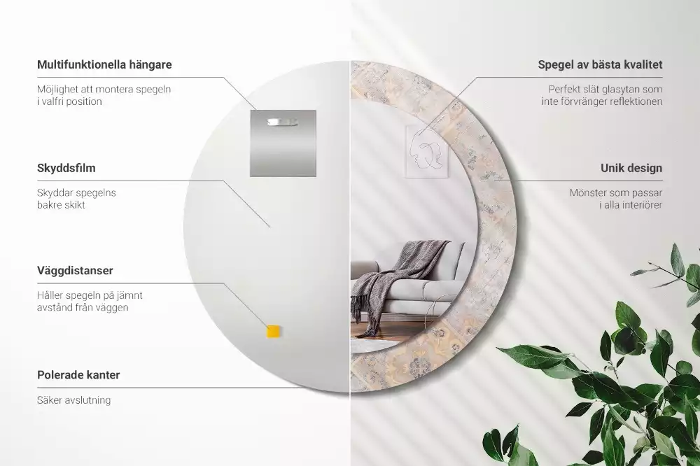 Lustro z drukowaną ramką o motywie startych kafelków