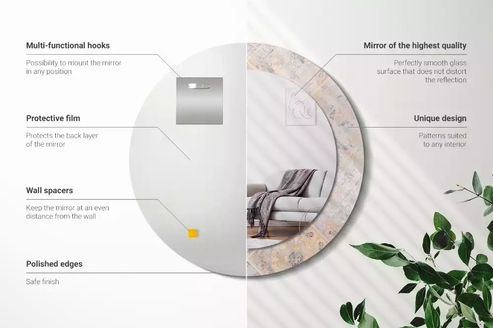 Lustro z drukowaną ramką o motywie startych kafelków