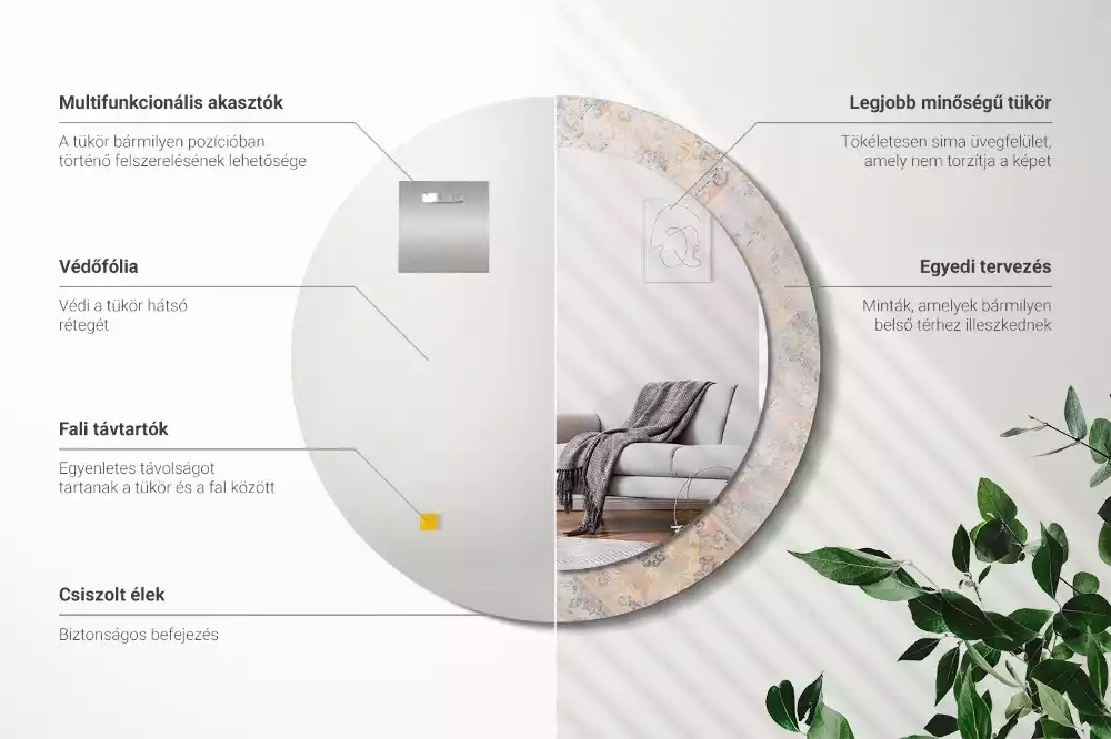 Lustro z drukowaną ramką o motywie startych kafelków