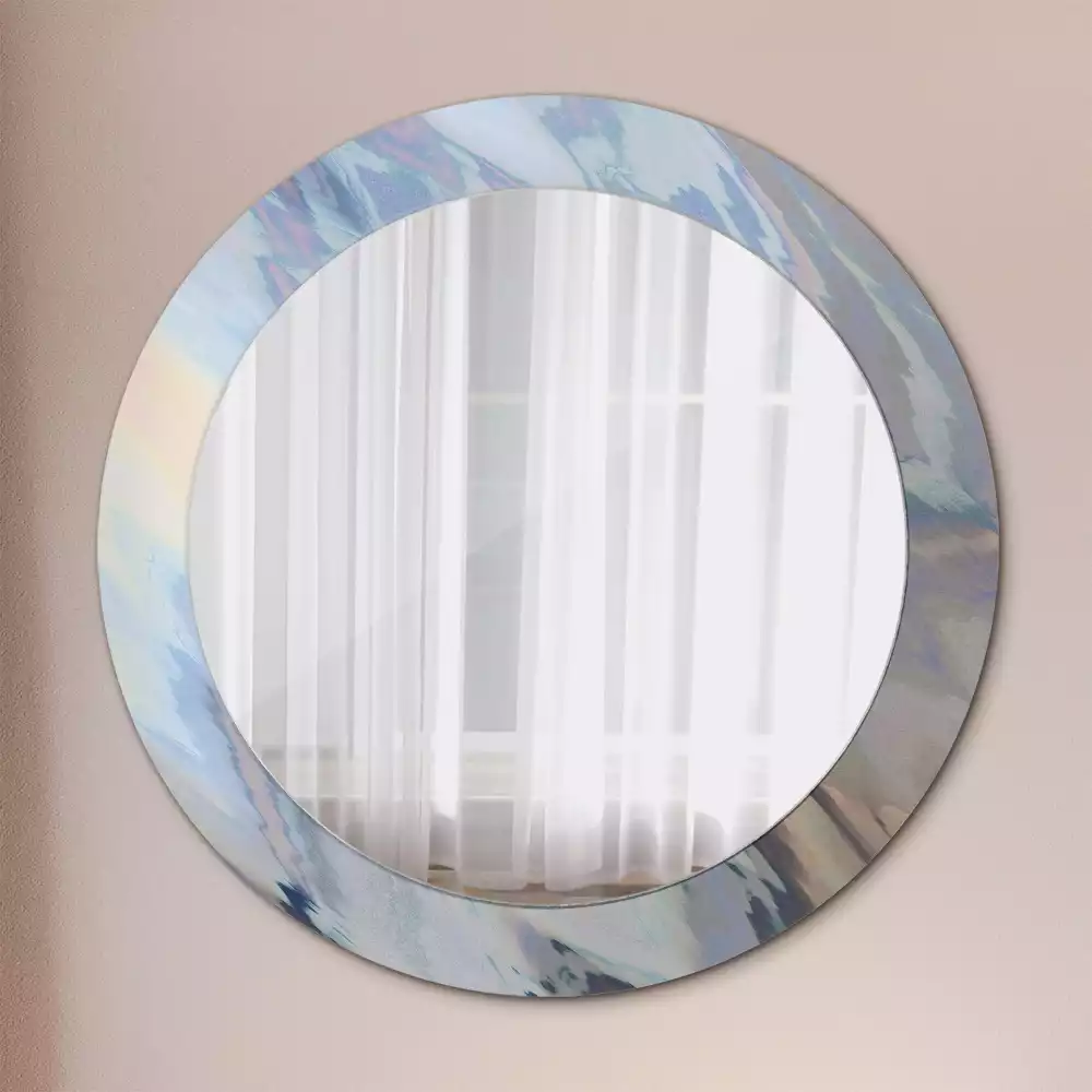 Lustro ścienne dekoracyjne o okrągłym kształcie z motywem abstrakcyjnych fal