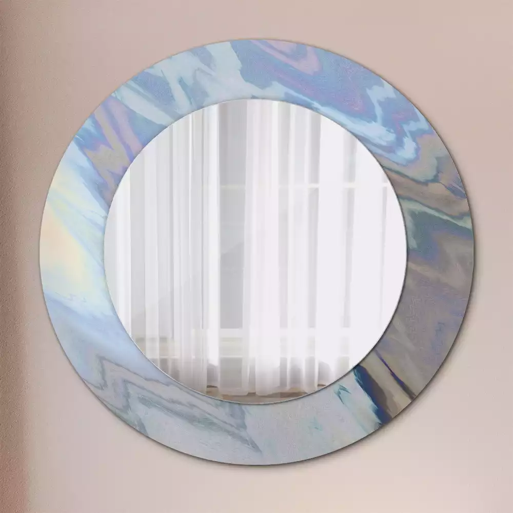Lustro ścienne dekoracyjne o okrągłym kształcie z motywem abstrakcyjnych fal